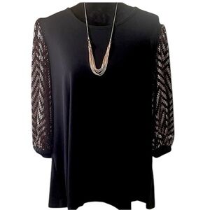 ANTTHONY ORIGINALS BLACK AND COPPER SEQUINED BLOUSE SZ 2X